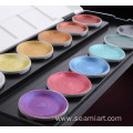 artist Metallic solid watercolor portable paint Set